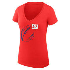 New York Giants G-III 4Her by Carl Banks Women's Super-Slim Fit Lightweight Subtle Football V-Neck T-Shirt - Red discount