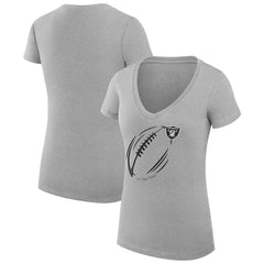 Las Vegas Raiders G-III 4Her by Carl Banks Women's Super-Slim Fit Lightweight Subtle Football V-Neck T-Shirt - Heather Gray sale
