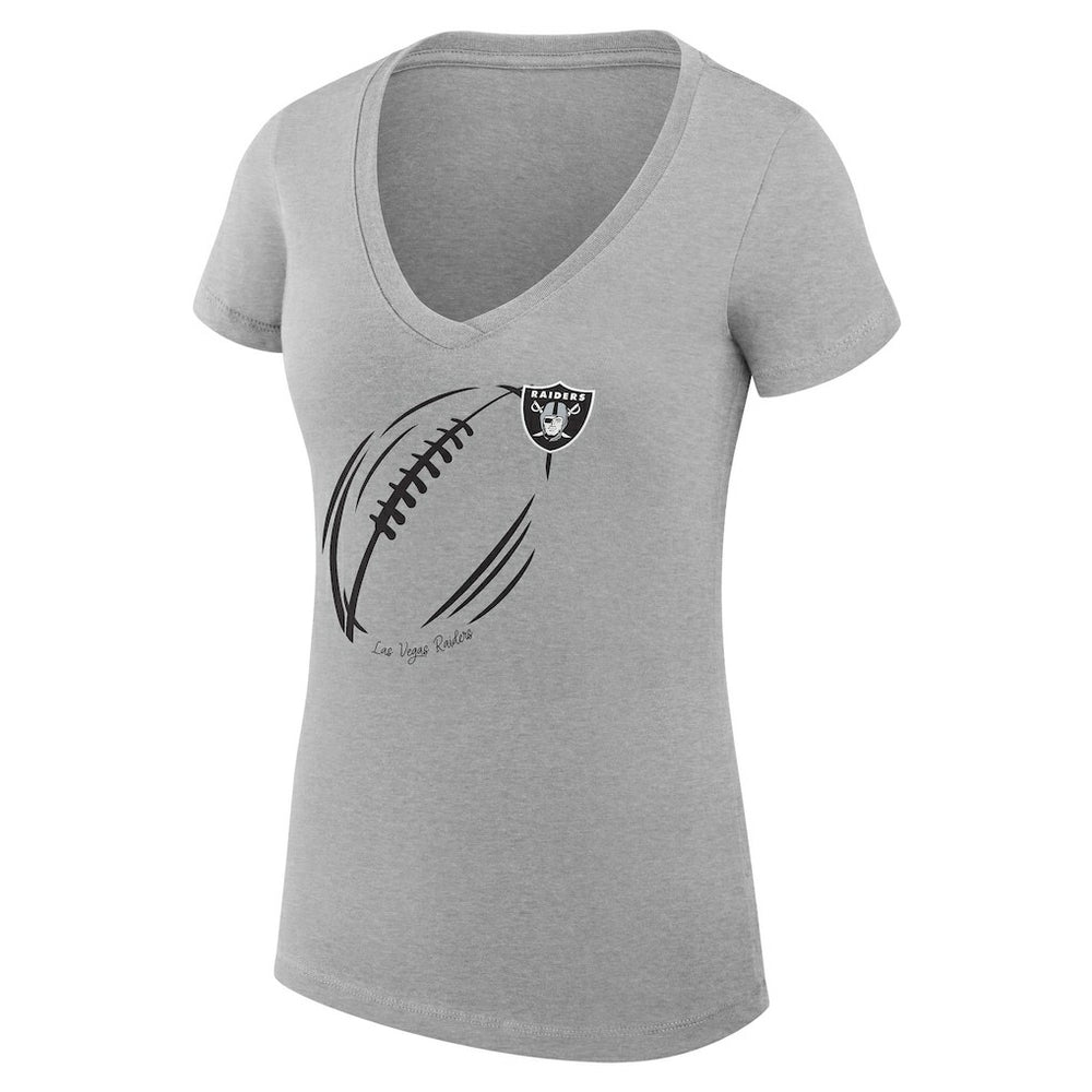 Las Vegas Raiders G-III 4Her by Carl Banks Women's Super-Slim Fit Lightweight Subtle Football V-Neck T-Shirt - Heather Gray sale