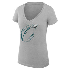 Philadelphia Eagles G-III 4Her by Carl Banks Women's Super-Slim Fit Lightweight Subtle Football V-Neck T-Shirt - Heather Gray sale