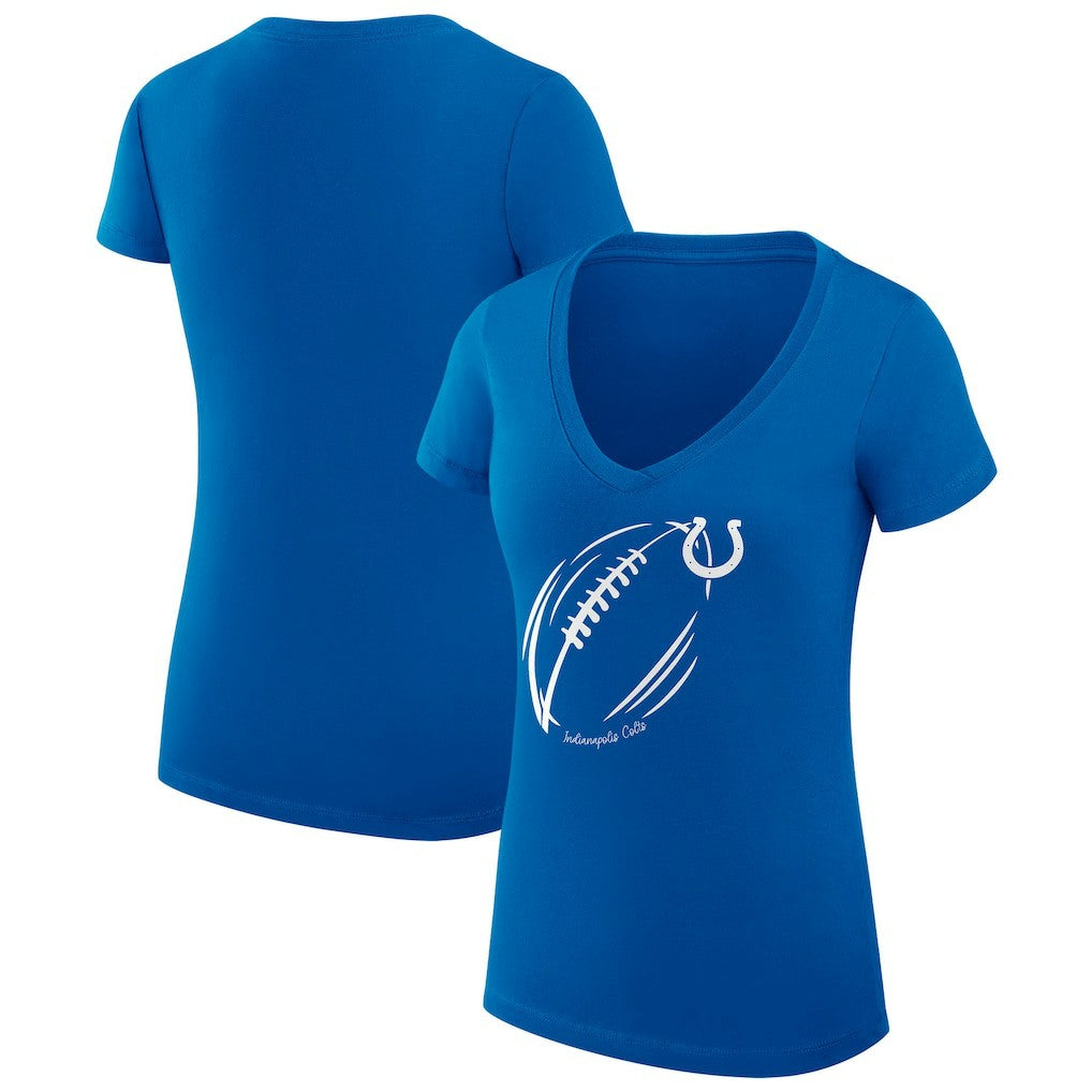 Indianapolis Colts G-III 4Her by Carl Banks Women's Super-Slim Fit Lightweight Subtle Football V-Neck T-Shirt - Royal for sale