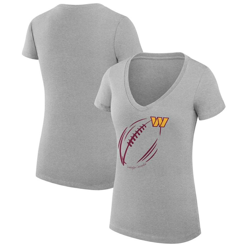 Washington Commanders G-III 4Her by Carl Banks Women's Super-Slim Fit Lightweight Subtle Football V-Neck T-Shirt - Heather Gray on sale