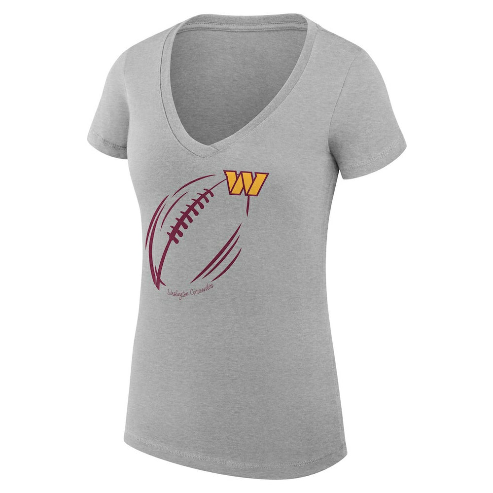 Washington Commanders G-III 4Her by Carl Banks Women's Super-Slim Fit Lightweight Subtle Football V-Neck T-Shirt - Heather Gray on sale