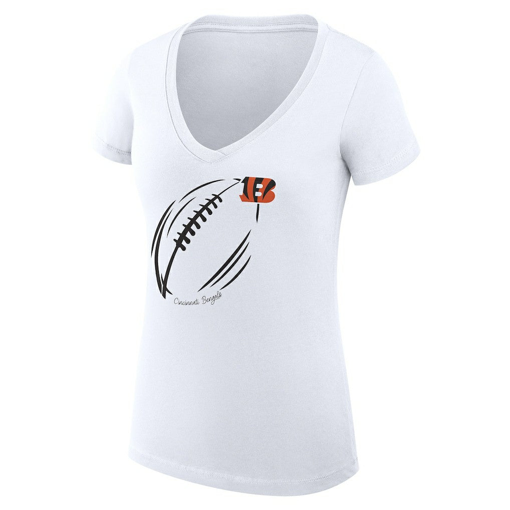 Cincinnati Bengals G-III 4Her by Carl Banks Women's Super-Slim Fit Lightweight Subtle Football V-Neck T-Shirt - White cheap