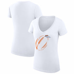 Denver Broncos G-III 4Her by Carl Banks Women's Super-Slim Fit Lightweight Subtle Football V-Neck T-Shirt - White online