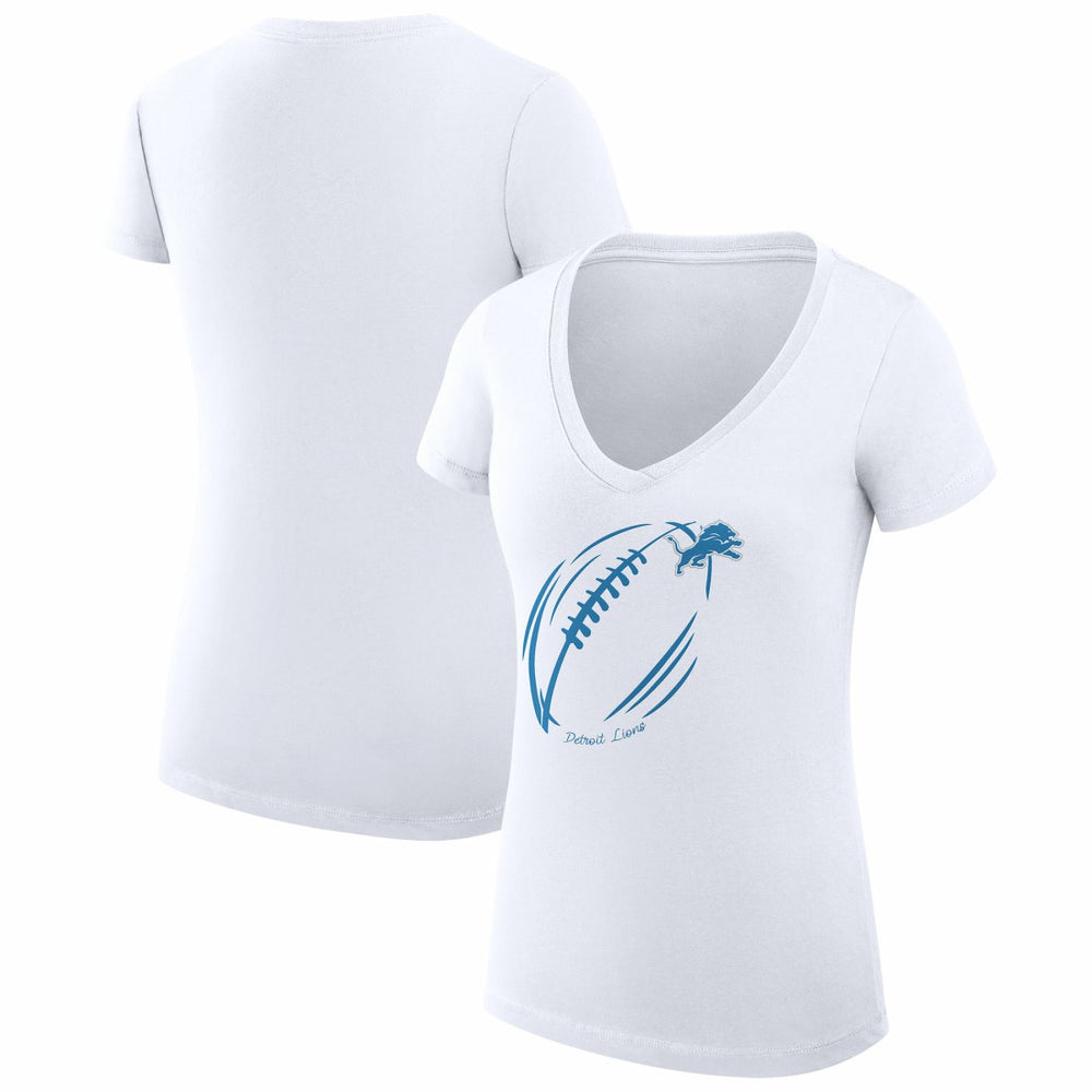 Detroit Lions G-III 4Her by Carl Banks Women's Super-Slim Fit Lightweight Subtle Football V-Neck T-Shirt - White on sale