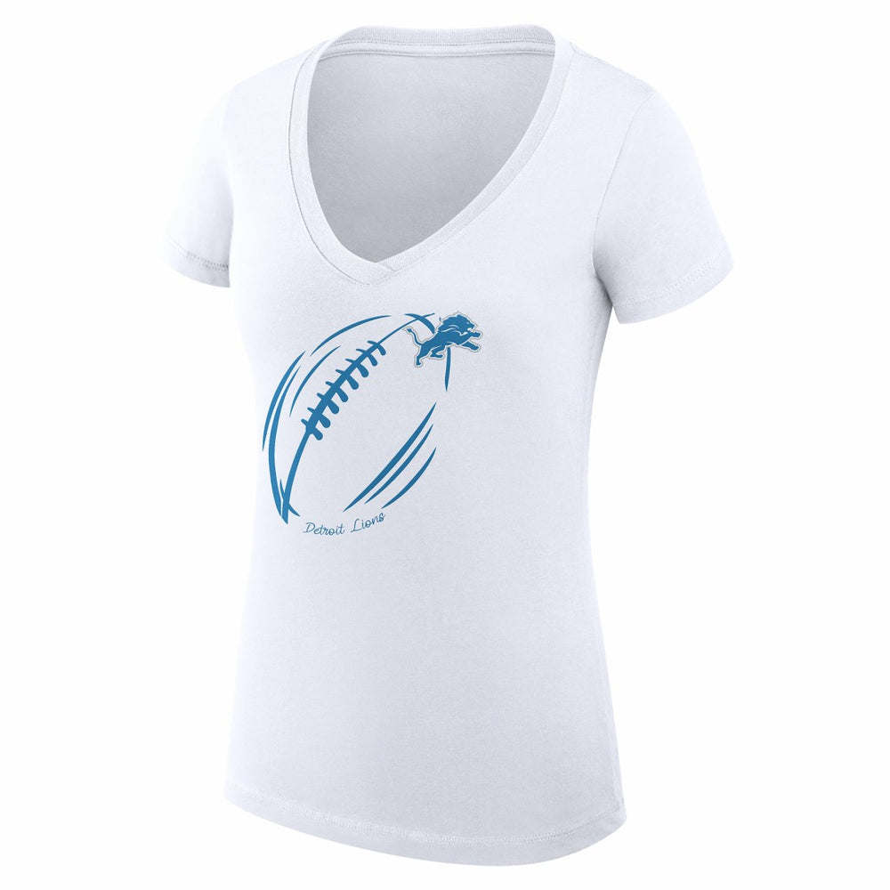 Detroit Lions G-III 4Her by Carl Banks Women's Super-Slim Fit Lightweight Subtle Football V-Neck T-Shirt - White on sale