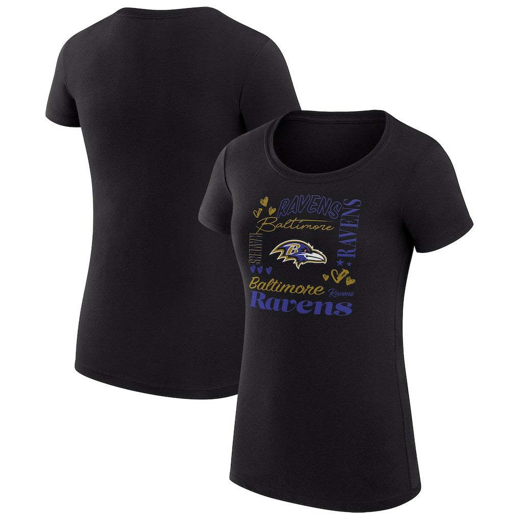 Baltimore Ravens G-III 4Her by Carl Banks Women's Super-Slim Fit Lightweight Collage Team T-Shirt - Black for sale