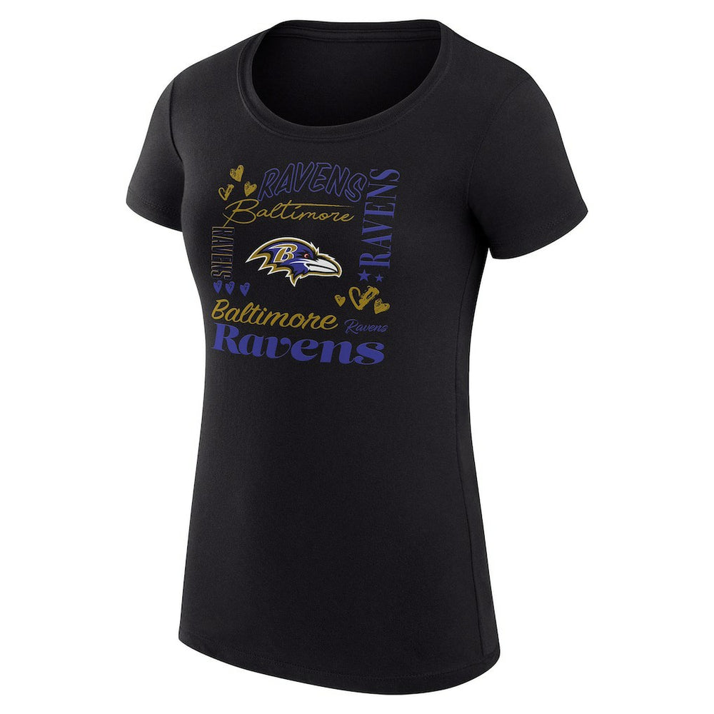 Baltimore Ravens G-III 4Her by Carl Banks Women's Super-Slim Fit Lightweight Collage Team T-Shirt - Black for sale