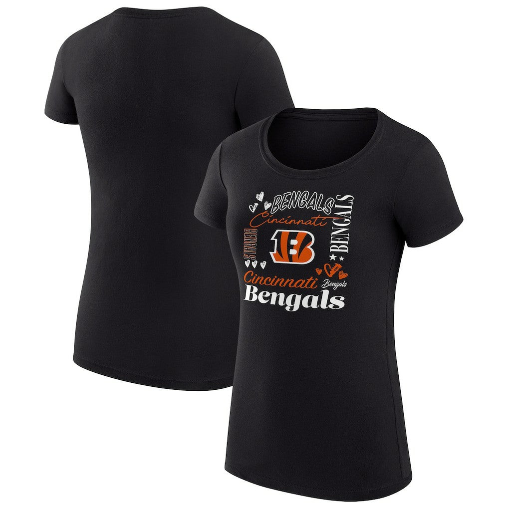 Cincinnati Bengals G-III 4Her by Carl Banks Women's Super-Slim Fit Lightweight Collage Team T-Shirt - Black online