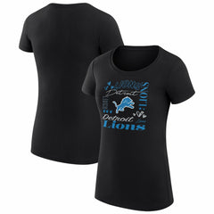 Detroit Lions G-III 4Her by Carl Banks Women's Super-Slim Fit Lightweight Collage Team T-Shirt - Black cheap