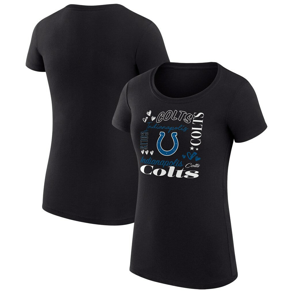 Indianapolis Colts G-III 4Her by Carl Banks Women's Super-Slim Fit Lightweight Collage Team T-Shirt - Black for sale