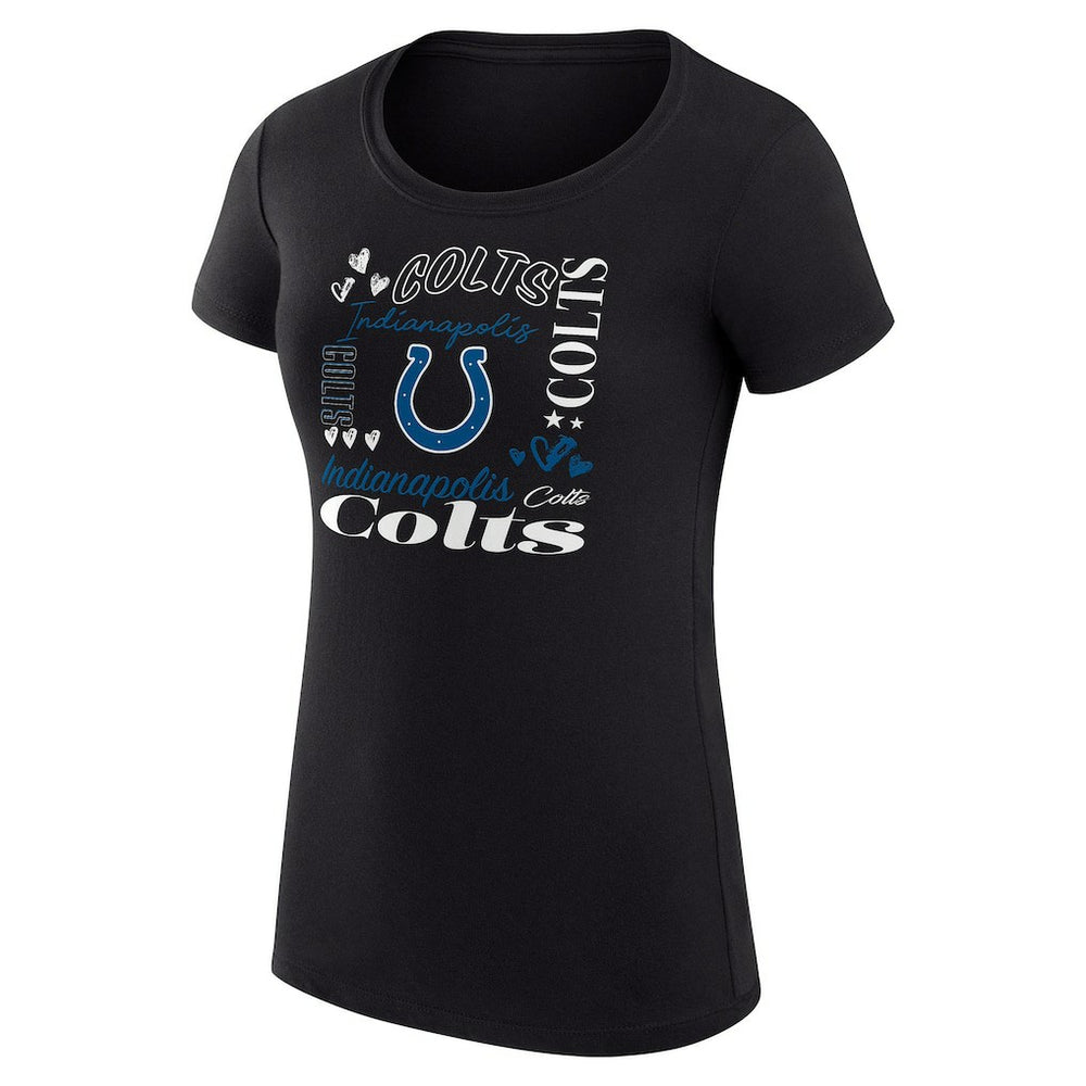 Indianapolis Colts G-III 4Her by Carl Banks Women's Super-Slim Fit Lightweight Collage Team T-Shirt - Black for sale