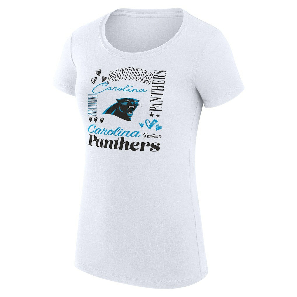 Carolina Panthers G-III 4Her by Carl Banks Women's Super-Slim Fit Lightweight Collage Team T-Shirt - White outlet