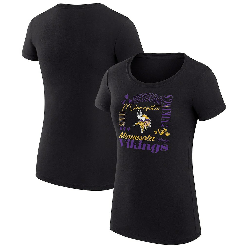 Minnesota Vikings G-III 4Her by Carl Banks Women's Super-Slim Fit Lightweight Collage Team T-Shirt - Black on sale