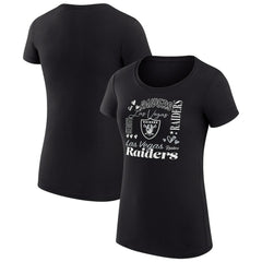 Las Vegas Raiders G-III 4Her by Carl Banks Women's Super-Slim Fit Lightweight Collage Team T-Shirt - Black for sale