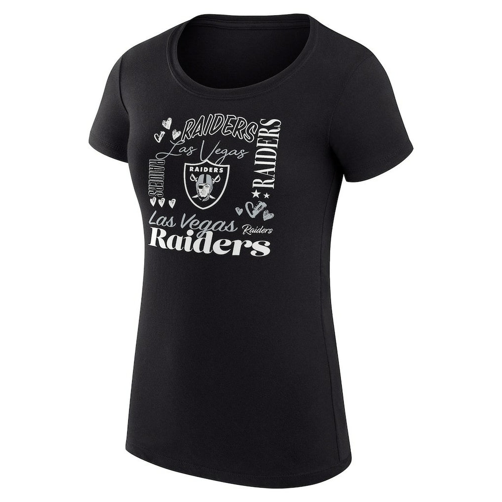 Las Vegas Raiders G-III 4Her by Carl Banks Women's Super-Slim Fit Lightweight Collage Team T-Shirt - Black for sale