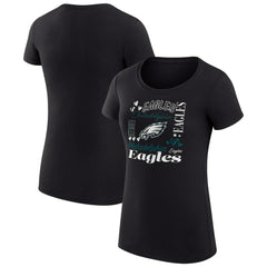 Philadelphia Eagles G-III 4Her by Carl Banks Women's Super-Slim Fit Lightweight Collage Team T-Shirt - Black on sale