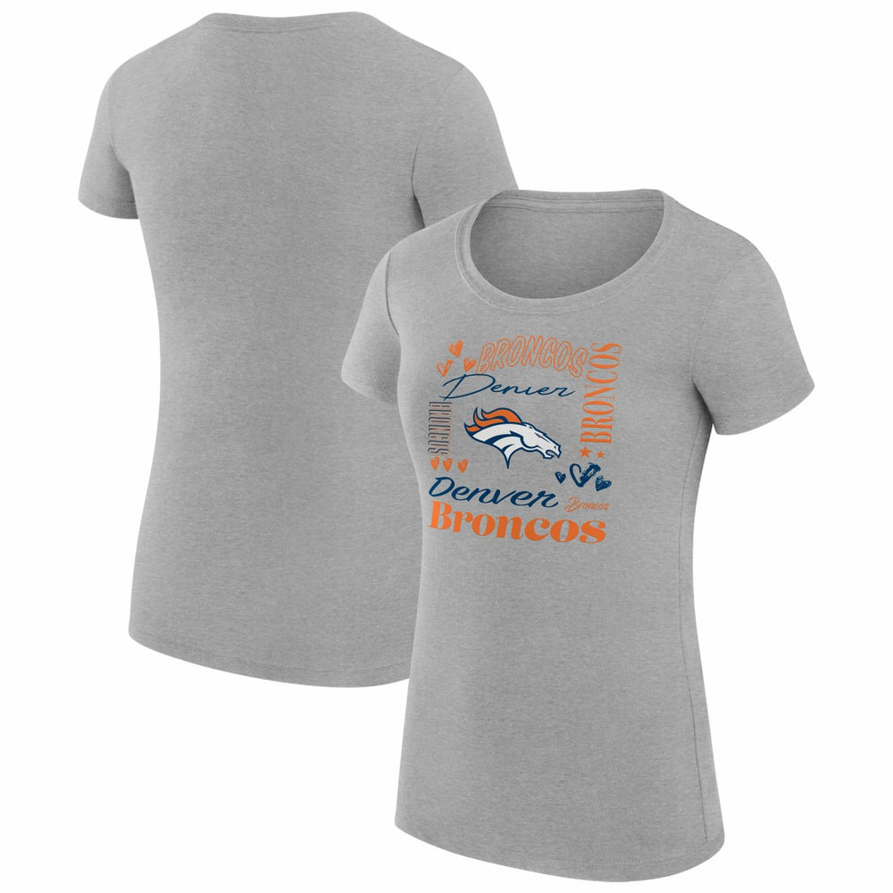 Denver Broncos G-III 4Her by Carl Banks Women's Super-Slim Fit Lightweight Collage Team T-Shirt - Heather Gray discount