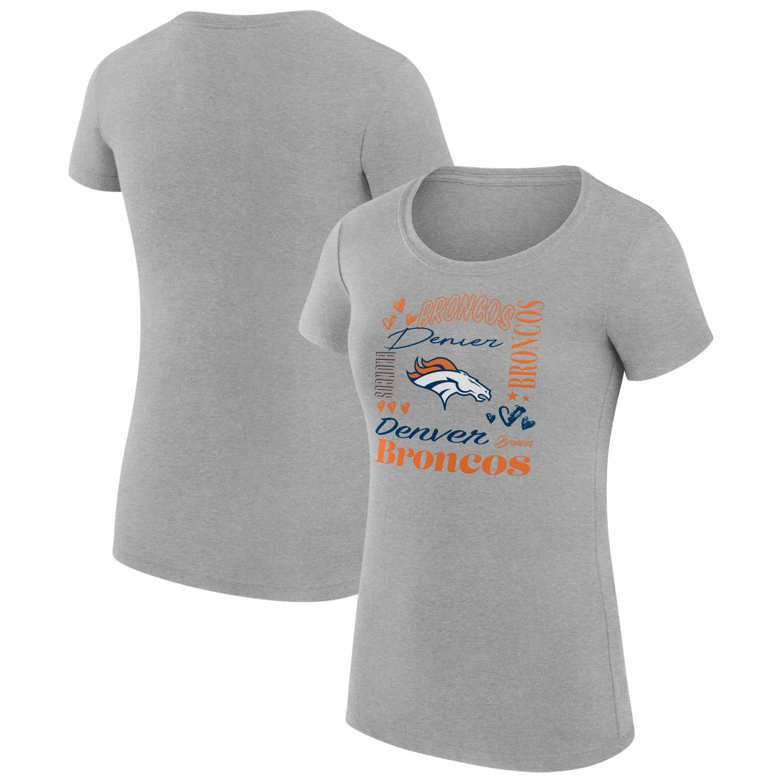 Denver Broncos G-III 4Her by Carl Banks Women's Super-Slim Fit Lightweight Collage Team T-Shirt - Heather Gray discount
