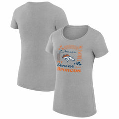 Denver Broncos G-III 4Her by Carl Banks Women's Super-Slim Fit Lightweight Collage Team T-Shirt - Heather Gray discount