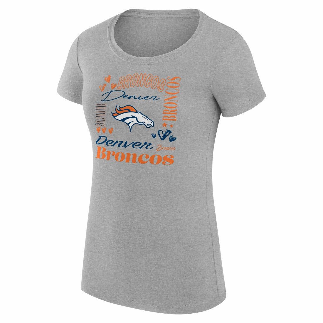 Denver Broncos G-III 4Her by Carl Banks Women's Super-Slim Fit Lightweight Collage Team T-Shirt - Heather Gray discount