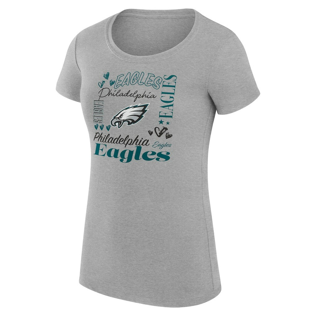 Philadelphia Eagles G-III 4Her by Carl Banks Women's Super-Slim Fit Lightweight Collage Team T-Shirt - Heather Gray cheap