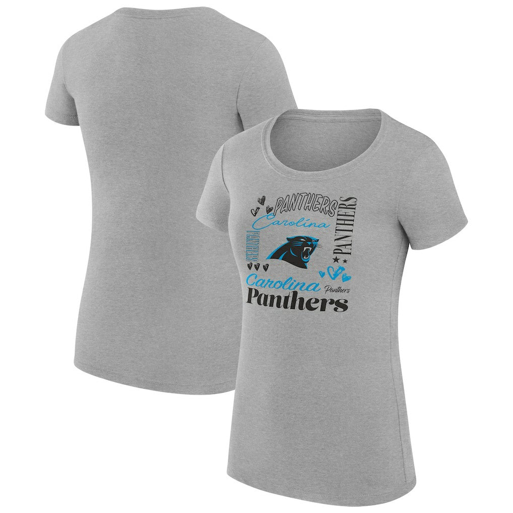 Carolina Panthers G-III 4Her by Carl Banks Women's Super-Slim Fit Lightweight Collage Team T-Shirt - Heather Gray sale