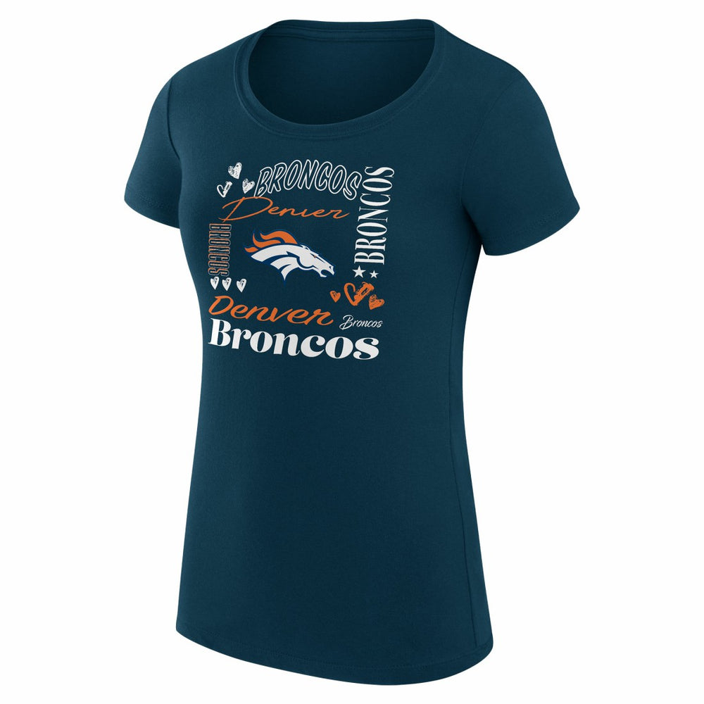 Denver Broncos G-III 4Her by Carl Banks Women's Super-Slim Fit Lightweight Collage Team T-Shirt - Navy for sale