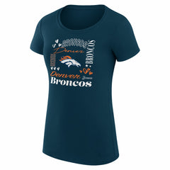 Denver Broncos G-III 4Her by Carl Banks Women's Super-Slim Fit Lightweight Collage Team T-Shirt - Navy for sale
