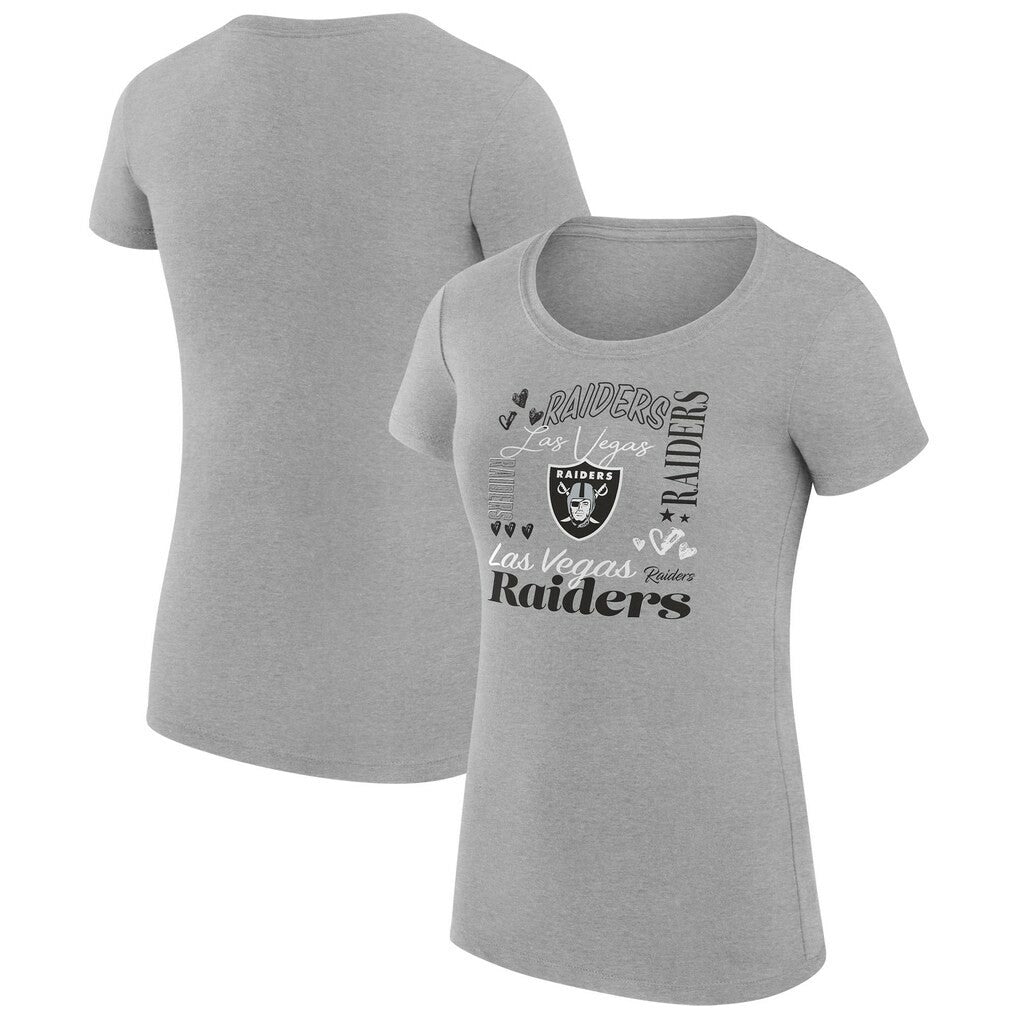Las Vegas Raiders G-III 4Her by Carl Banks Women's Super-Slim Fit Lightweight Collage Team T-Shirt - Heather Gray for sale