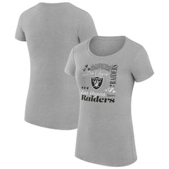 Las Vegas Raiders G-III 4Her by Carl Banks Women's Super-Slim Fit Lightweight Collage Team T-Shirt - Heather Gray for sale