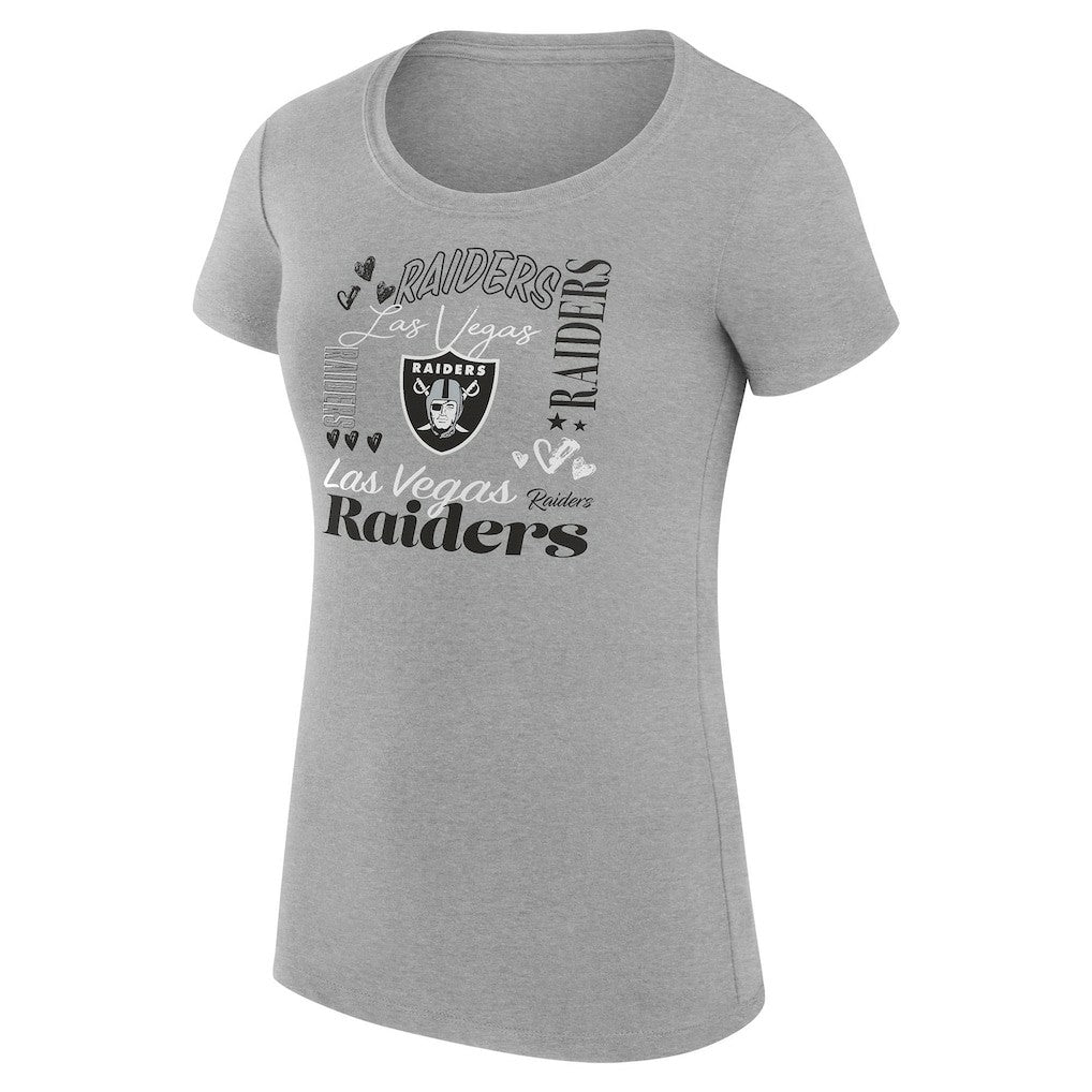 Las Vegas Raiders G-III 4Her by Carl Banks Women's Super-Slim Fit Lightweight Collage Team T-Shirt - Heather Gray for sale