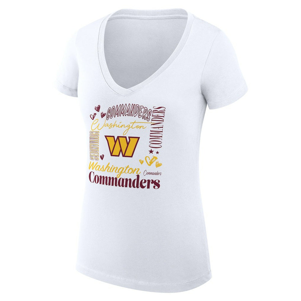 Washington Commanders G-III 4Her by Carl Banks Women's Super-Slim Fit Lightweight Collage Team V-Neck T-Shirt - White for sale