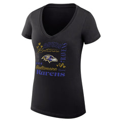 Baltimore Ravens G-III 4Her by Carl Banks Women's Super-Slim Fit Lightweight Collage Team V-Neck T-Shirt - Black for sale