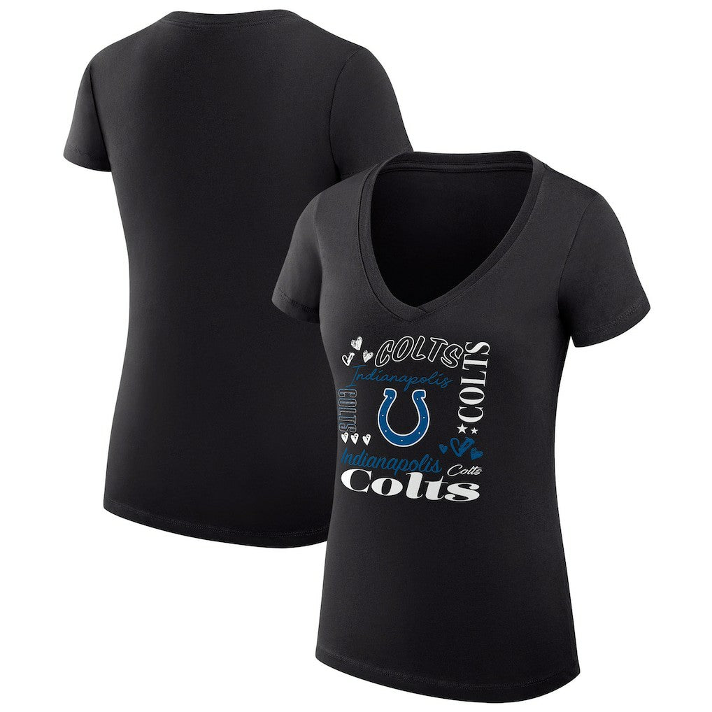 Indianapolis Colts G-III 4Her by Carl Banks Women's Super-Slim Fit Lightweight Collage Team V-Neck T-Shirt - Black sale