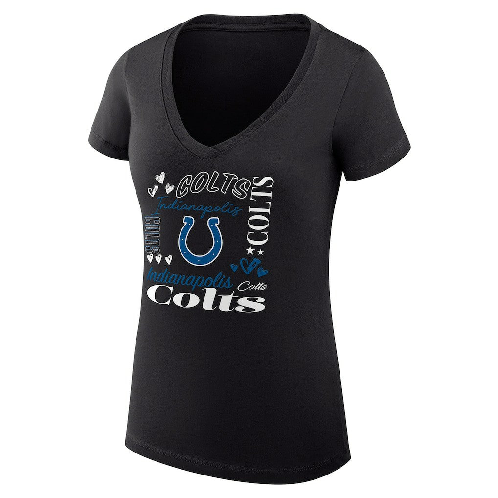Indianapolis Colts G-III 4Her by Carl Banks Women's Super-Slim Fit Lightweight Collage Team V-Neck T-Shirt - Black sale