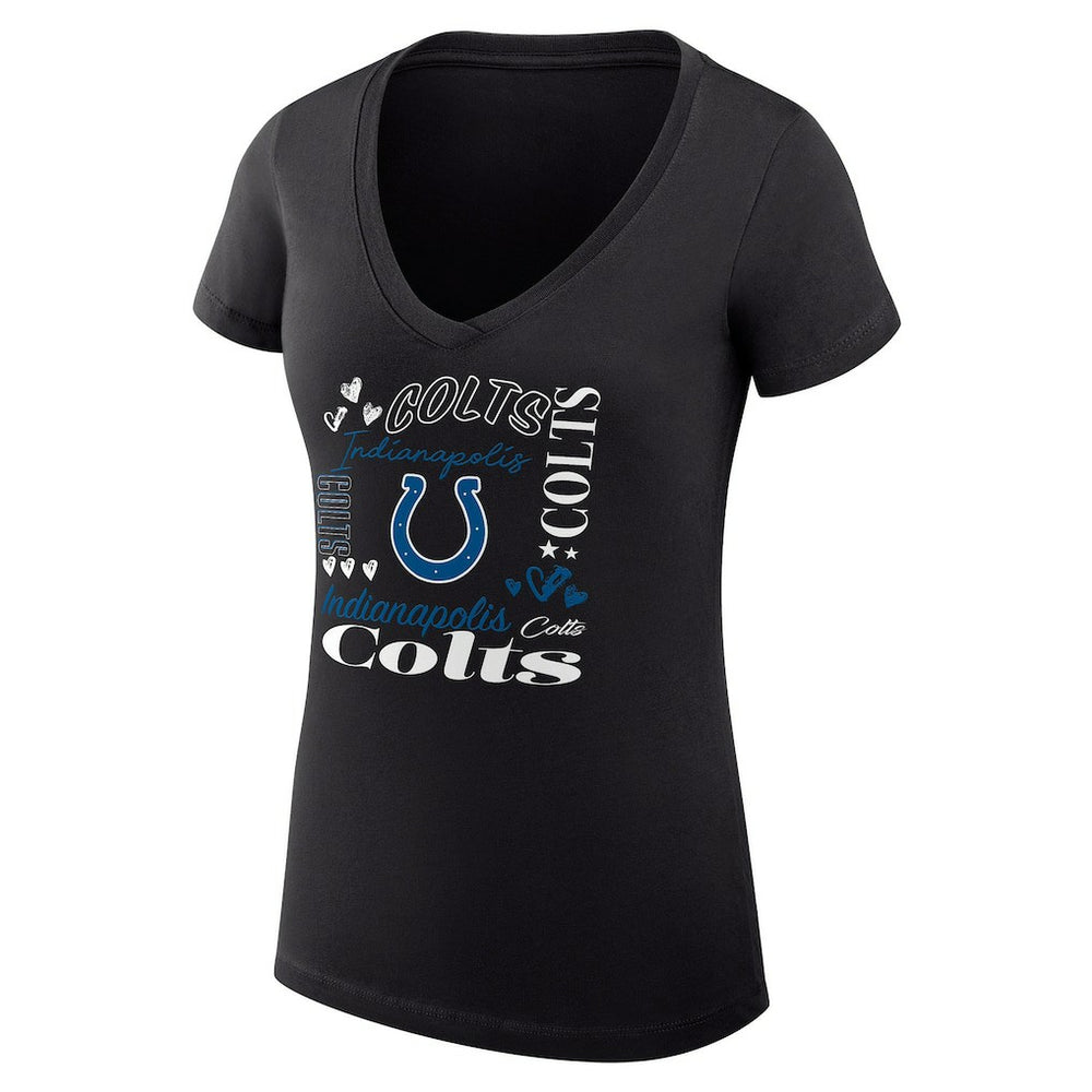 Indianapolis Colts G-III 4Her by Carl Banks Women's Super-Slim Fit Lightweight Collage Team V-Neck T-Shirt - Black sale