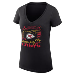 Kansas City Chiefs G-III 4Her by Carl Banks Women's Super-Slim Fit Lightweight Collage Team V-Neck T-Shirt - Black outlet