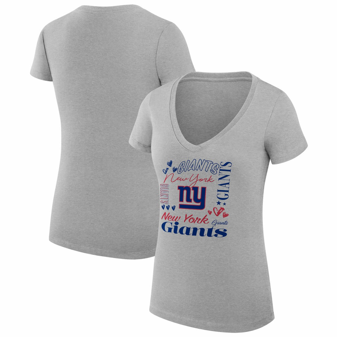 New York Giants G-III 4Her by Carl Banks Women's Super-Slim Fit Lightweight Collage Team V-Neck T-Shirt - Heather Gray outlet
