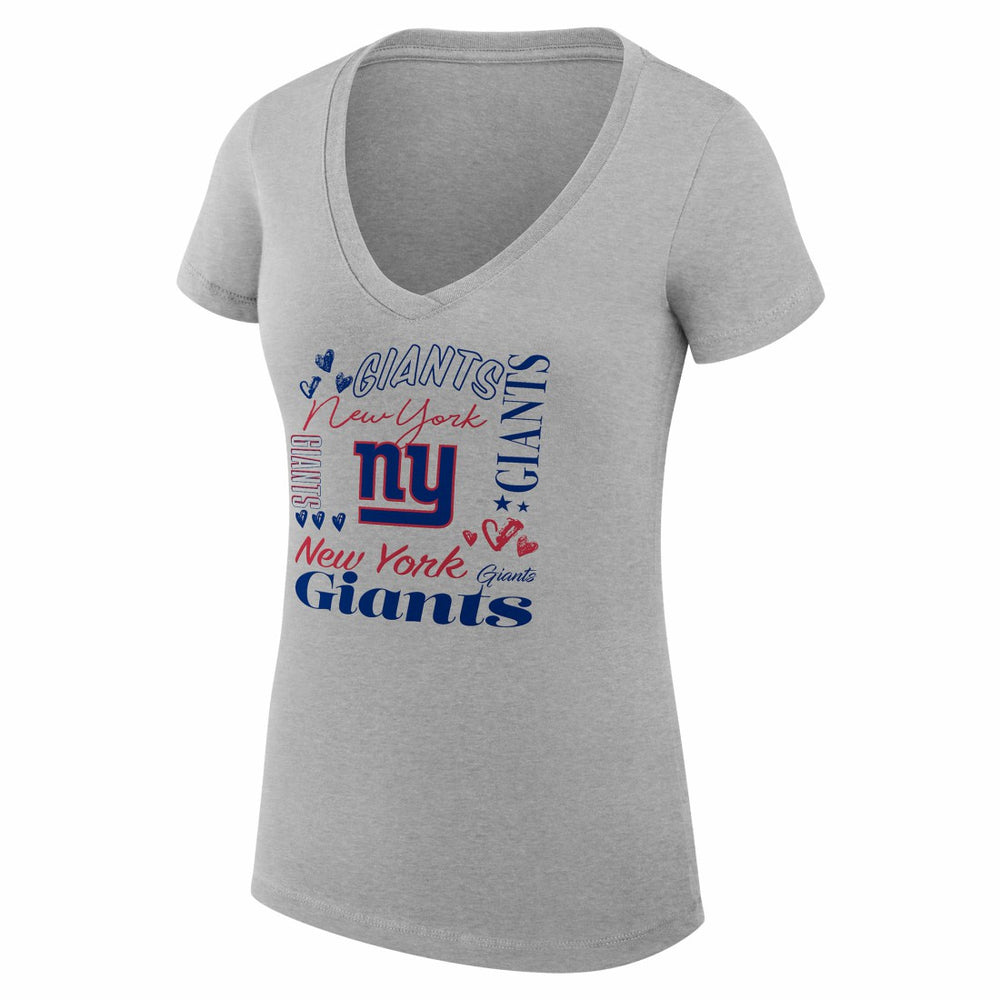 New York Giants G-III 4Her by Carl Banks Women's Super-Slim Fit Lightweight Collage Team V-Neck T-Shirt - Heather Gray outlet