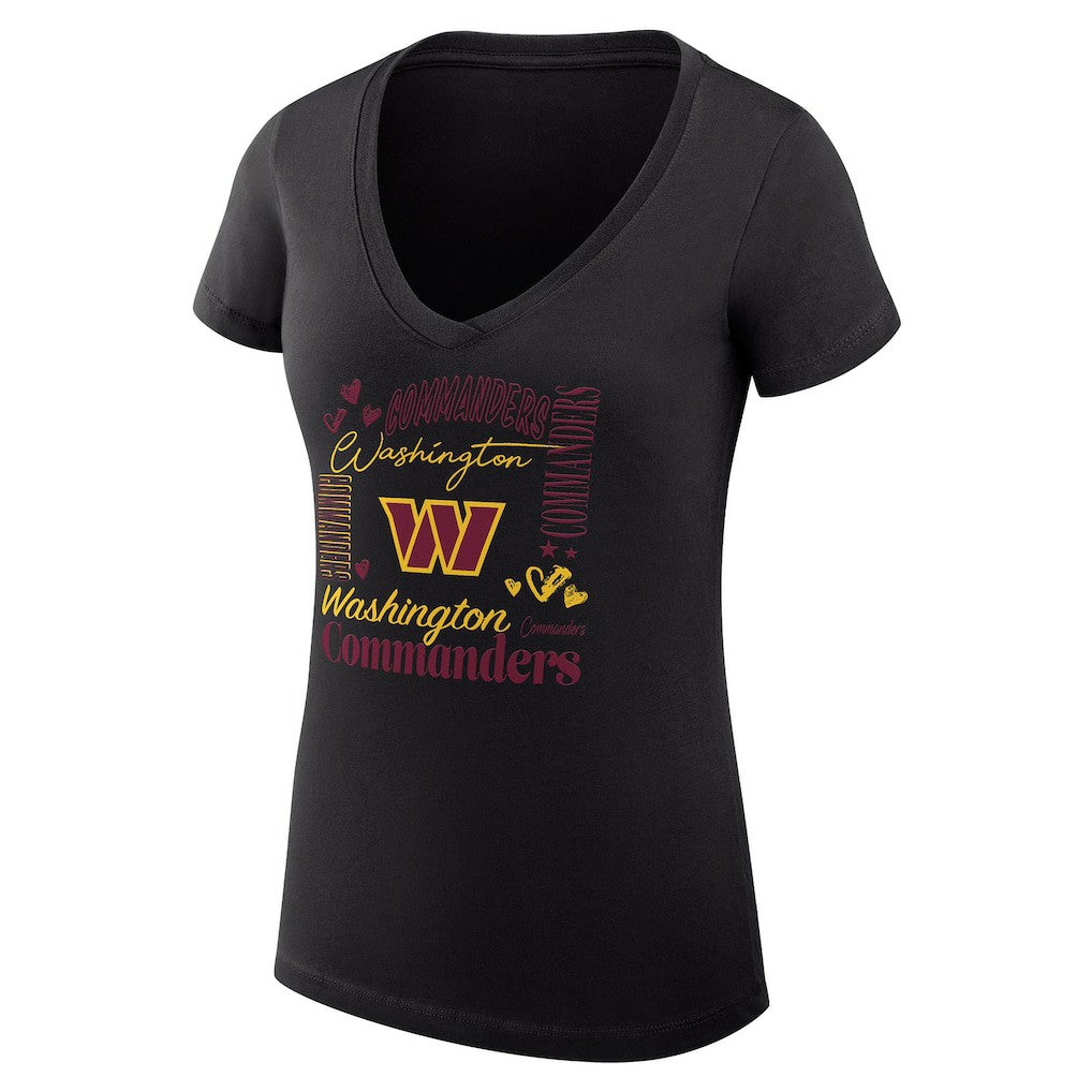 Washington Commanders G-III 4Her by Carl Banks Women's Super-Slim Fit Lightweight Collage Team V-Neck T-Shirt - Black discount