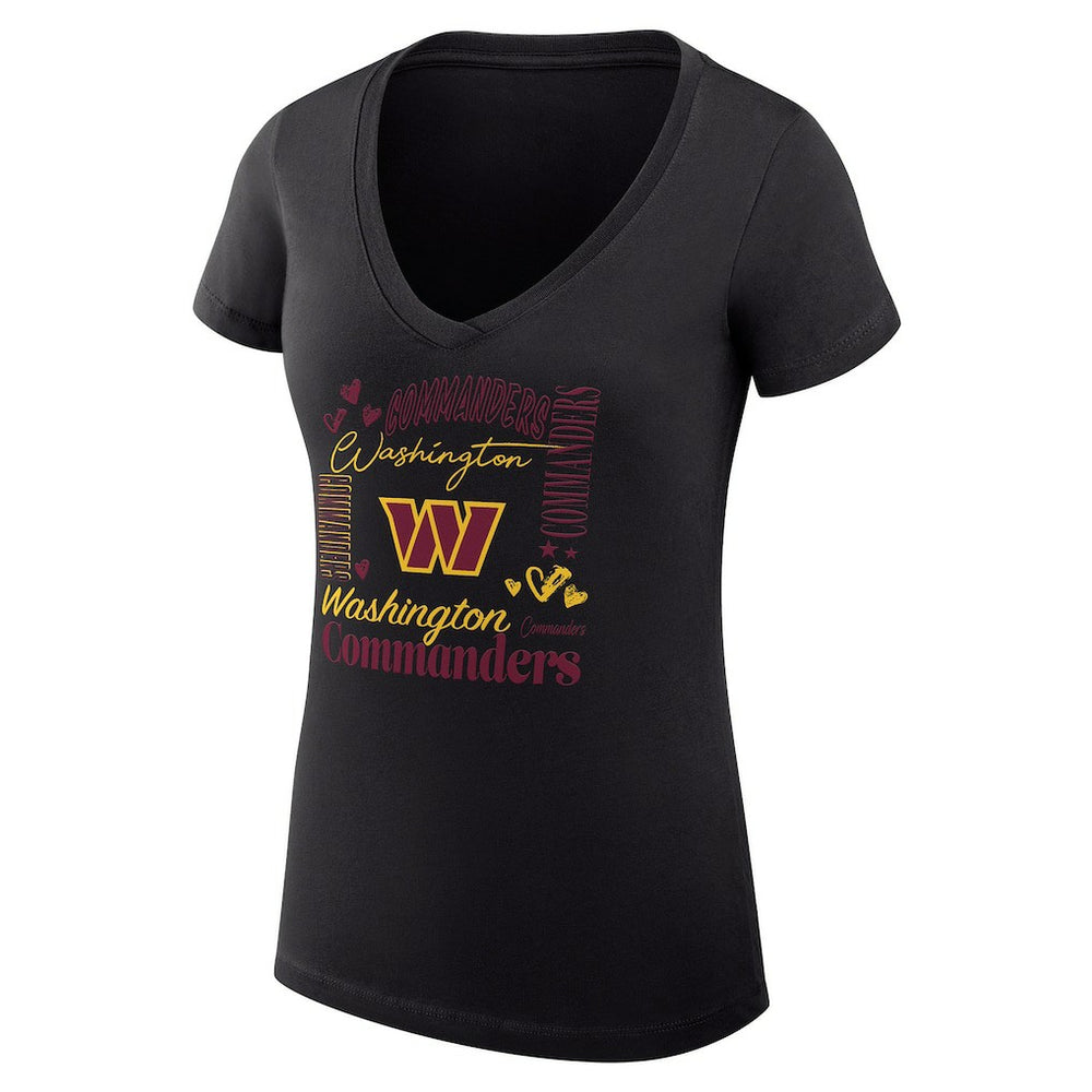 Washington Commanders G-III 4Her by Carl Banks Women's Super-Slim Fit Lightweight Collage Team V-Neck T-Shirt - Black discount