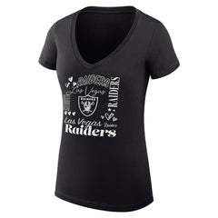 Las Vegas Raiders G-III 4Her by Carl Banks Women's Super-Slim Fit Lightweight Collage Team V-Neck T-Shirt - Black outlet