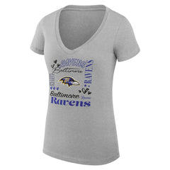 Baltimore Ravens G-III 4Her by Carl Banks Women's Super-Slim Fit Lightweight Collage Team V-Neck T-Shirt - Heather Gray online