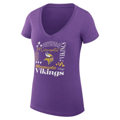 Minnesota Vikings G-III 4Her by Carl Banks Women's Super-Slim Fit Lightweight Collage Team V-Neck T-Shirt - Purple for sale