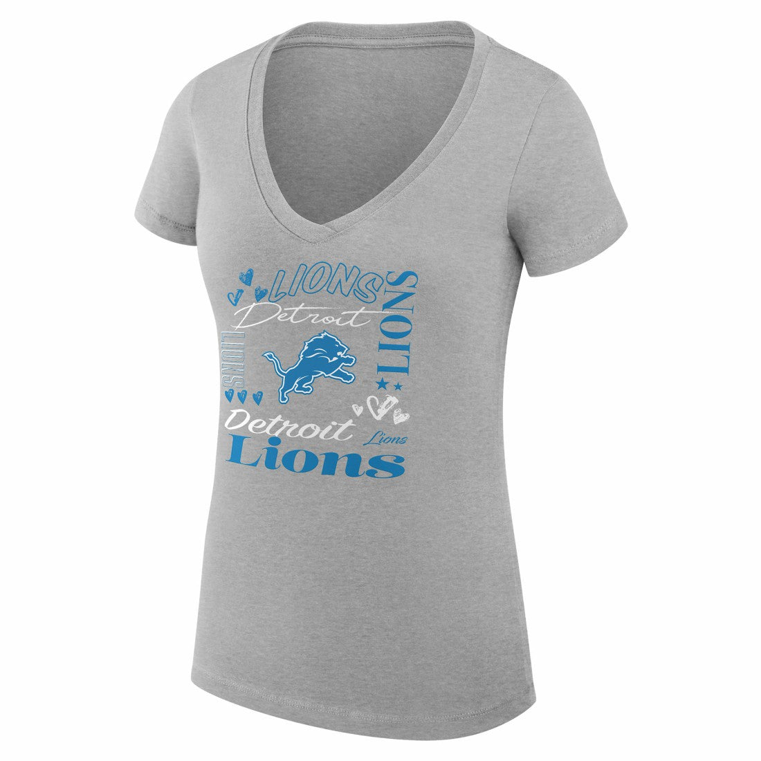Detroit Lions G-III 4Her by Carl Banks Women's Super-Slim Fit Lightweight Collage Team V-Neck T-Shirt - Heather Gray sale