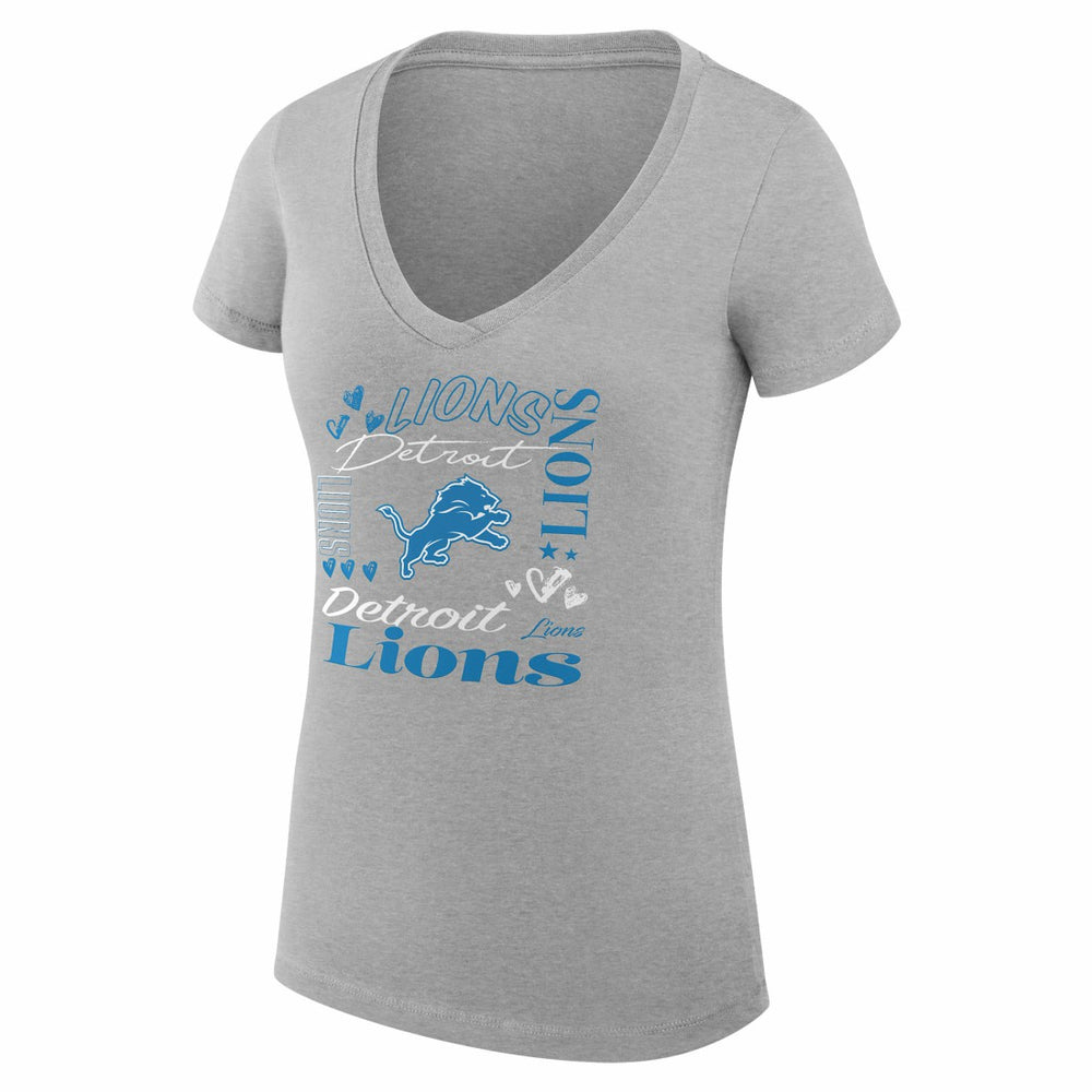 Detroit Lions G-III 4Her by Carl Banks Women's Super-Slim Fit Lightweight Collage Team V-Neck T-Shirt - Heather Gray sale