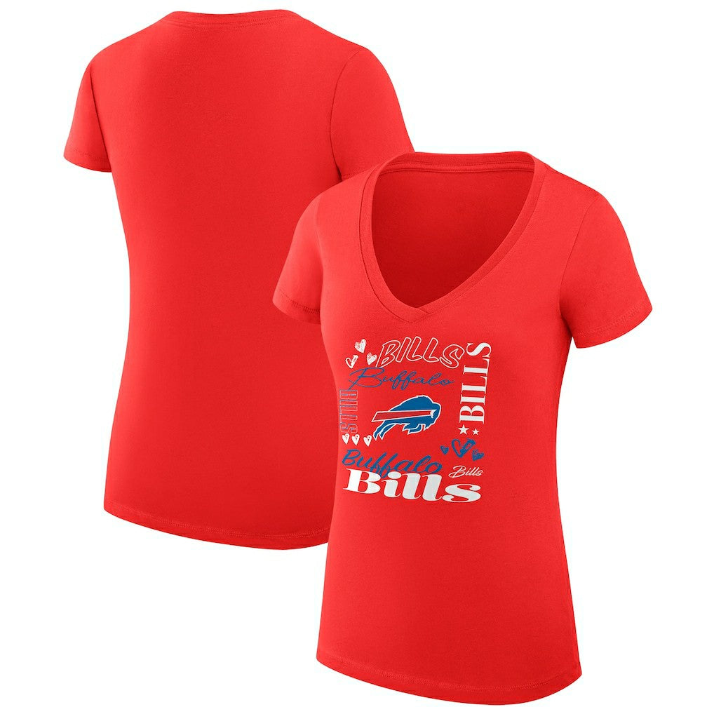 Buffalo Bills G-III 4Her by Carl Banks Women's Super-Slim Fit Lightweight Collage Team V-Neck T-Shirt - Red online