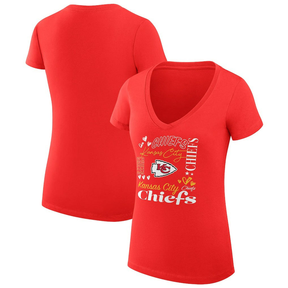 Kansas City Chiefs G-III 4Her by Carl Banks Women's Super-Slim Fit Lightweight Collage Team V-Neck T-Shirt - Red cheap
